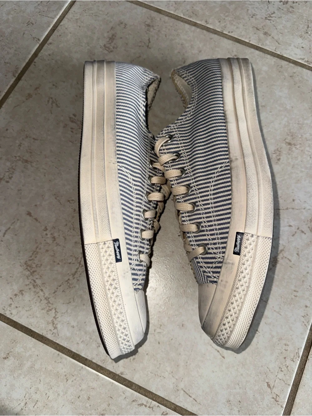 Converse Low-Top Striped Canvas Sneakers - Blue & White - Picture 5 of 9